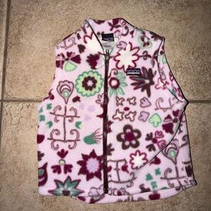 Patagonia Pink Floral Heart-Print Fleece Jacket
